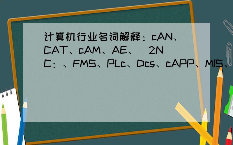 计算机行业名词解释：cAN、CAT、cAM、AE、(2NC：、FMS、PLc、Dcs、cAPP、MIS、OA、DSS、A