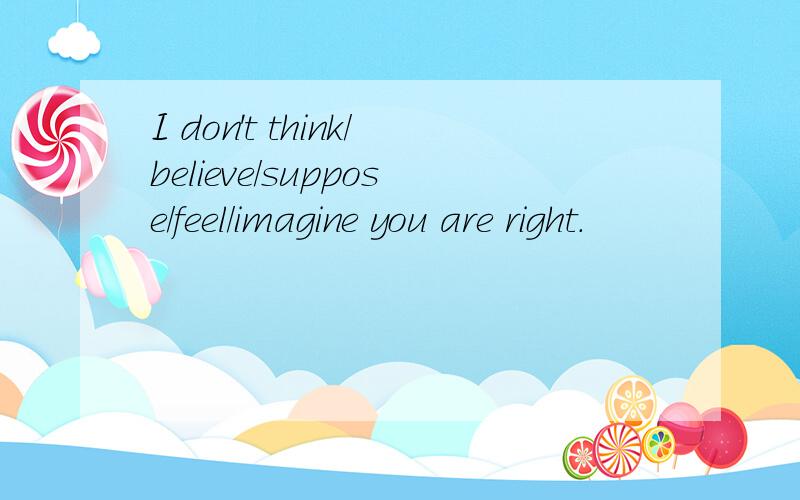 I don't think/believe/suppose/feel/imagine you are right.