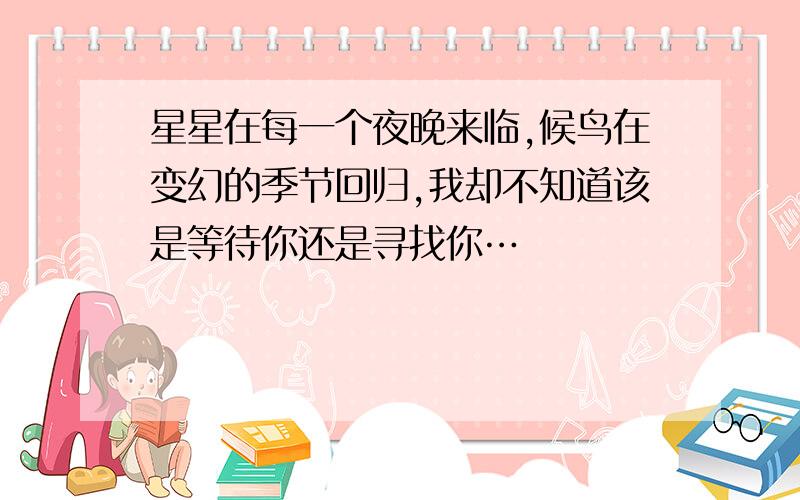 星星在每一个夜晚来临,候鸟在变幻的季节回归,我却不知道该是等待你还是寻找你…