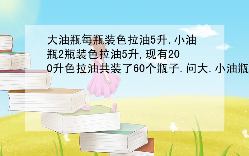 大油瓶每瓶装色拉油5升,小油瓶2瓶装色拉油5升,现有200升色拉油共装了60个瓶子.问大.小油瓶各有多少个?