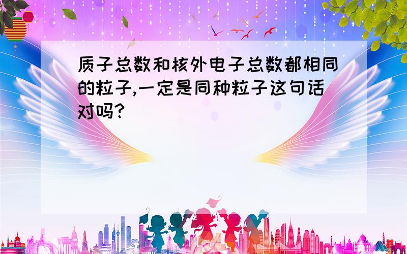 质子总数和核外电子总数都相同的粒子,一定是同种粒子这句话对吗?