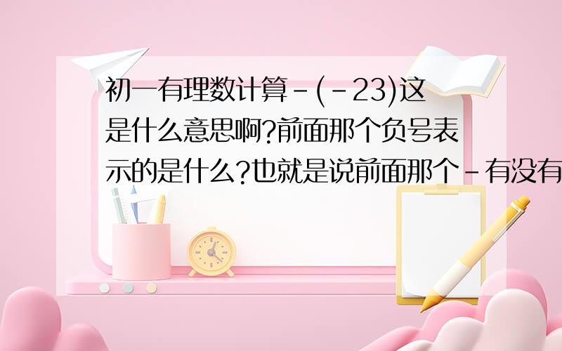 初一有理数计算-(-23)这是什么意思啊?前面那个负号表示的是什么?也就是说前面那个-有没有都无所谓咯？