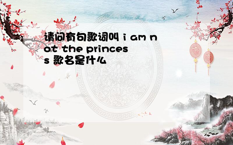 请问有句歌词叫 i am not the princess 歌名是什么