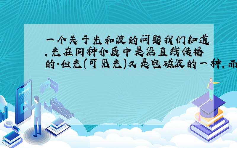 一个关于光和波的问题我们知道,光在同种介质中是沿直线传播的.但光(可见光)又是电磁波的一种,而波谱图上的线条是曲线（有波