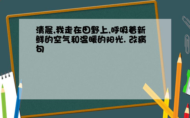 清晨,我走在田野上,呼吸着新鲜的空气和温暖的阳光. 改病句