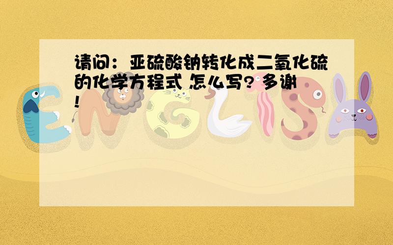 请问：亚硫酸钠转化成二氧化硫的化学方程式 怎么写? 多谢!