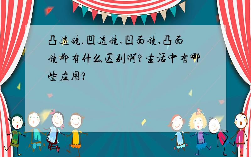 凸透镜.凹透镜,凹面镜,凸面镜都有什么区别啊?生活中有哪些应用?