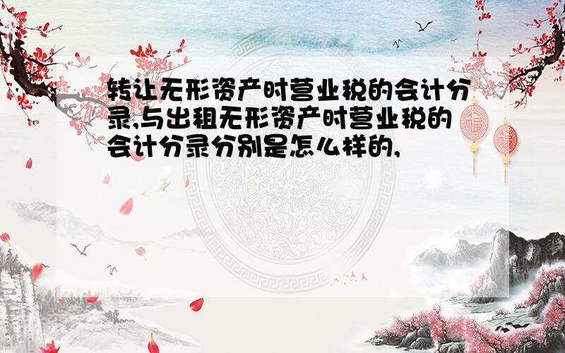 转让无形资产时营业税的会计分录,与出租无形资产时营业税的会计分录分别是怎么样的,