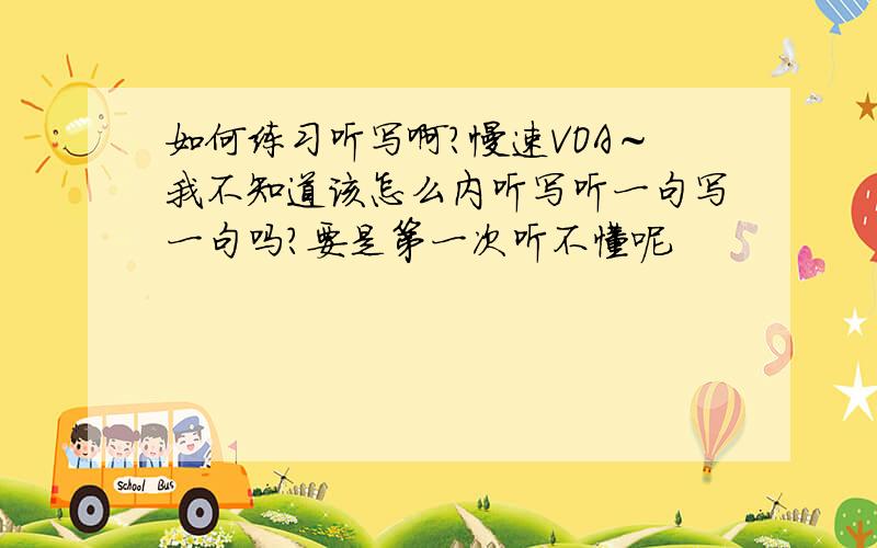 如何练习听写啊?慢速VOA～我不知道该怎么内听写听一句写一句吗?要是第一次听不懂呢