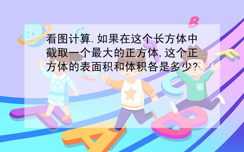 看图计算.如果在这个长方体中截取一个最大的正方体,这个正方体的表面积和体积各是多少?