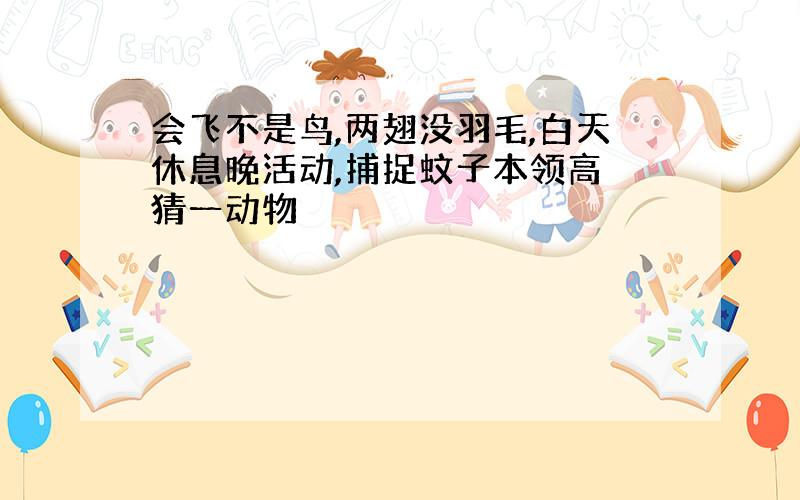 会飞不是鸟,两翅没羽毛,白天休息晚活动,捕捉蚊子本领高 猜一动物