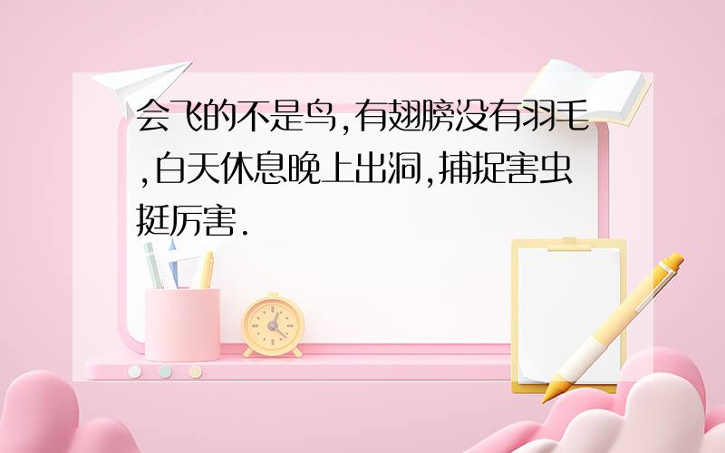 会飞的不是鸟,有翅膀没有羽毛,白天休息晚上出洞,捕捉害虫挺厉害.