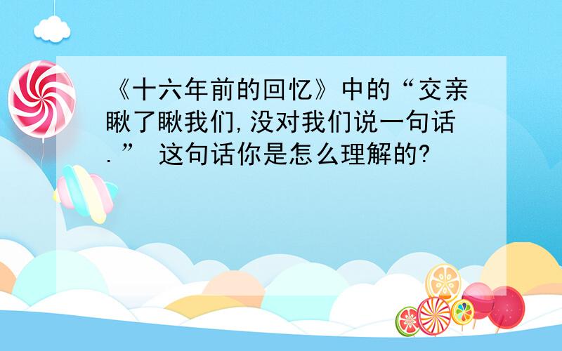 《十六年前的回忆》中的“交亲瞅了瞅我们,没对我们说一句话.” 这句话你是怎么理解的?