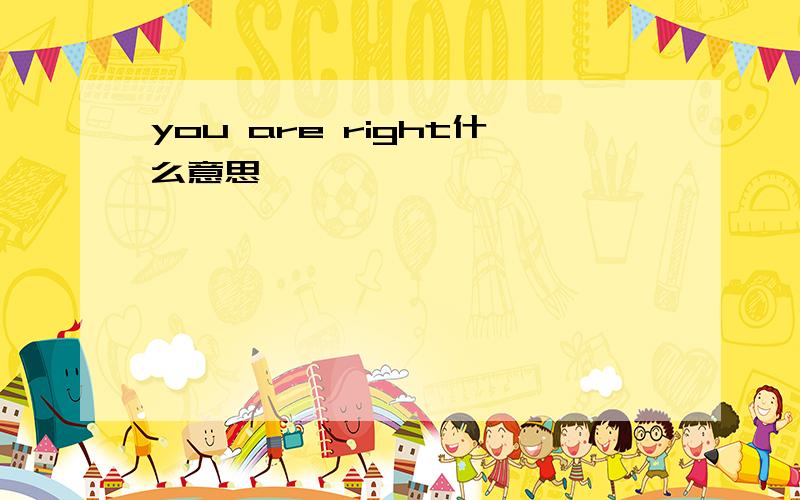 you are right什么意思