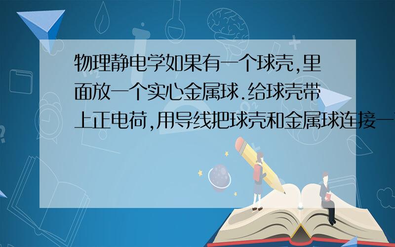 物理静电学如果有一个球壳,里面放一个实心金属球.给球壳带上正电荷,用导线把球壳和金属球连接一下,球壳内部的电场强度是0,