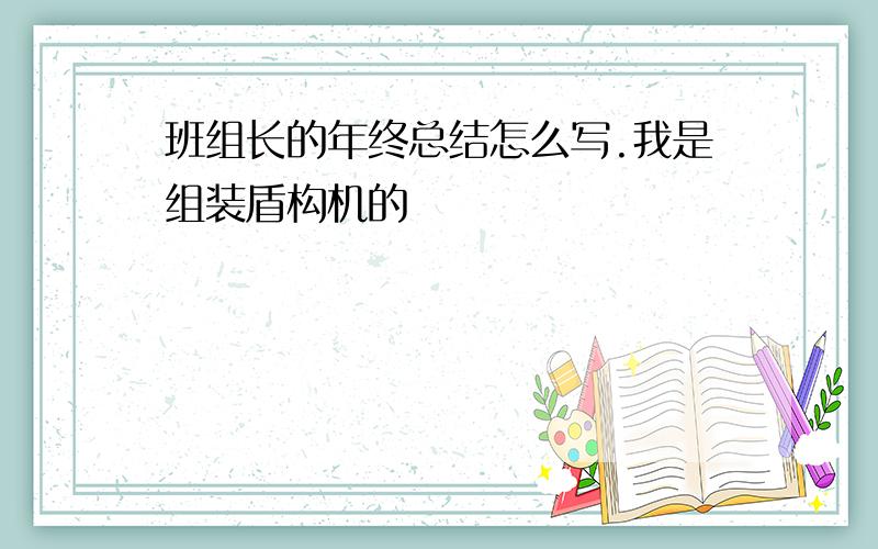 班组长的年终总结怎么写.我是组装盾构机的