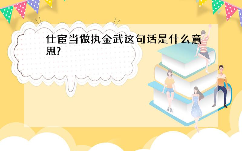 仕宦当做执金武这句话是什么意思?