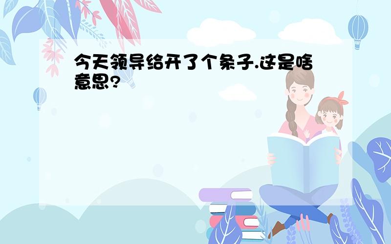 今天领导给开了个条子.这是啥意思?