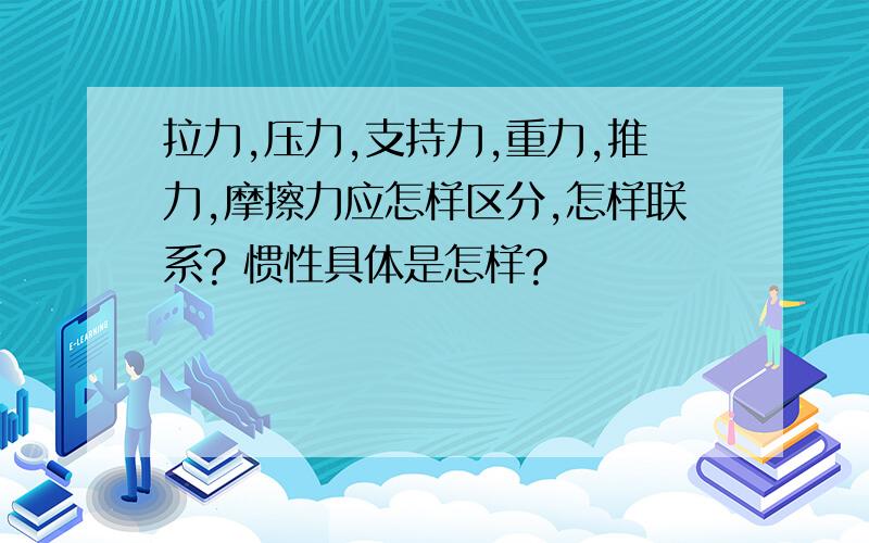 拉力,压力,支持力,重力,推力,摩擦力应怎样区分,怎样联系? 惯性具体是怎样?