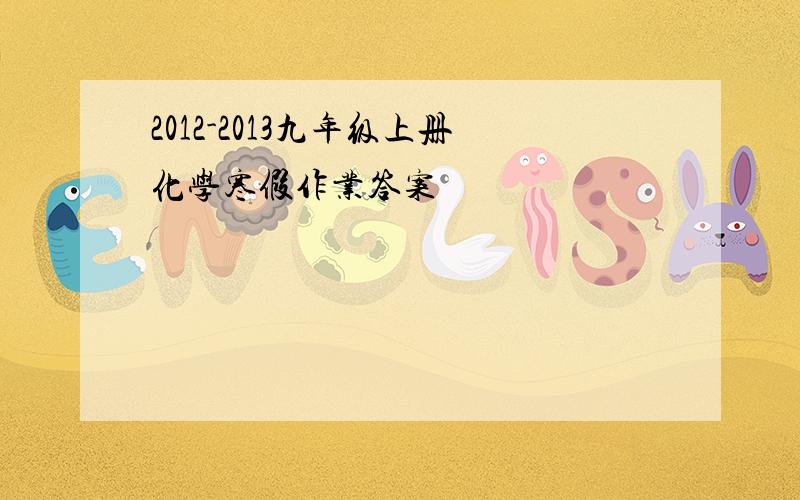 2012-2013九年级上册化学寒假作业答案