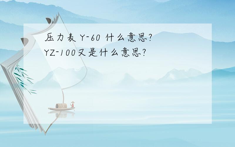 压力表 Y-60 什么意思?YZ-100又是什么意思?