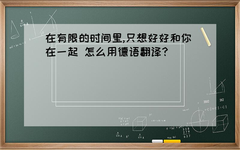 在有限的时间里,只想好好和你在一起 怎么用德语翻译?