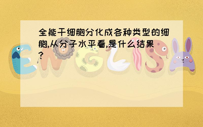 全能干细胞分化成各种类型的细胞,从分子水平看,是什么结果?