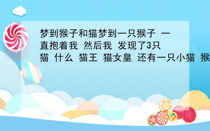 梦到猴子和猫梦到一只猴子 一直抱着我 然后我 发现了3只猫 什么 猫王 猫女皇 还有一只小猫 猴子和猫打起来了 然后我就