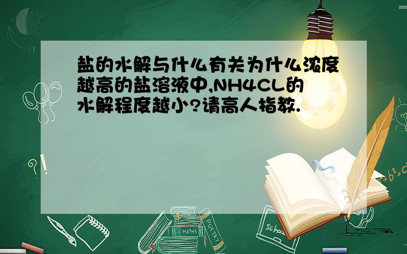 盐的水解与什么有关为什么浓度越高的盐溶液中,NH4CL的水解程度越小?请高人指教.