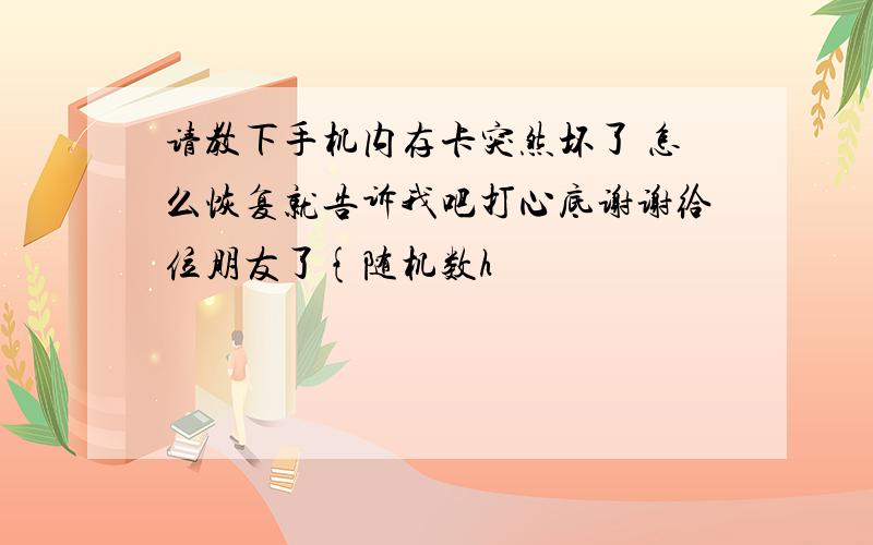 请教下手机内存卡突然坏了 怎么恢复就告诉我吧打心底谢谢给位朋友了{随机数h