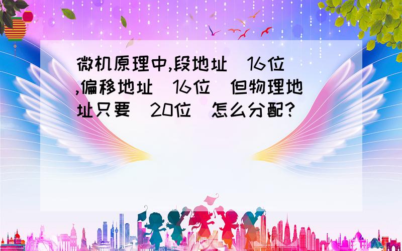 微机原理中,段地址（16位）,偏移地址（16位）但物理地址只要（20位）怎么分配?