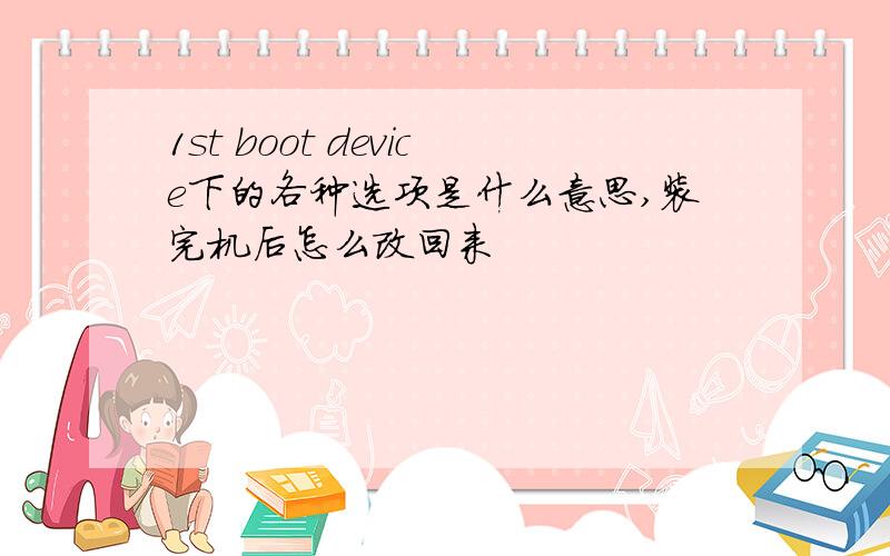 1st boot device下的各种选项是什么意思,装完机后怎么改回来