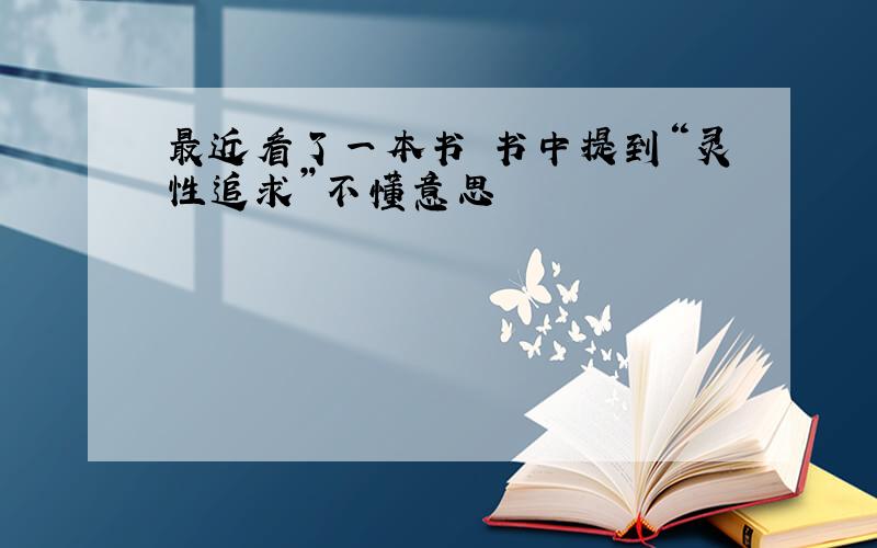 最近看了一本书 书中提到“灵性追求”不懂意思