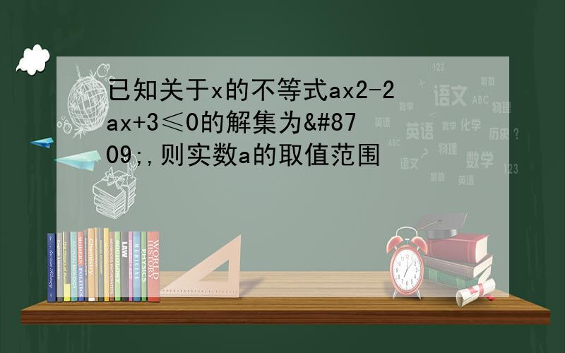 已知关于x的不等式ax2-2ax+3≤0的解集为∅,则实数a的取值范围