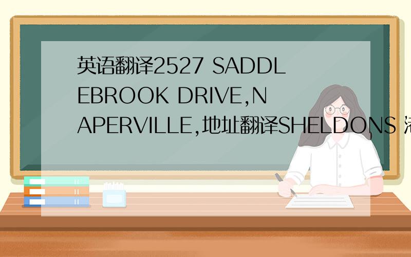 英语翻译2527 SADDLEBROOK DRIVE,NAPERVILLE,地址翻译SHELDONS 港口翻译