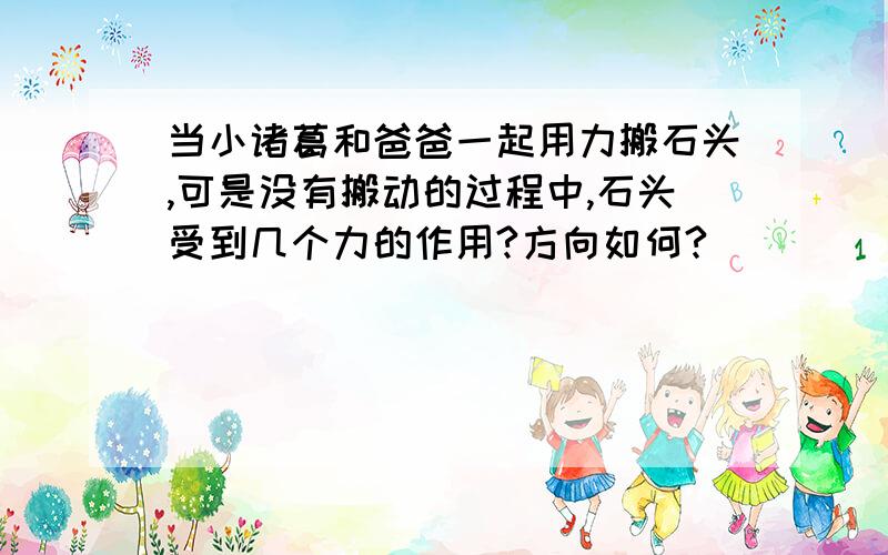 当小诸葛和爸爸一起用力搬石头,可是没有搬动的过程中,石头受到几个力的作用?方向如何?