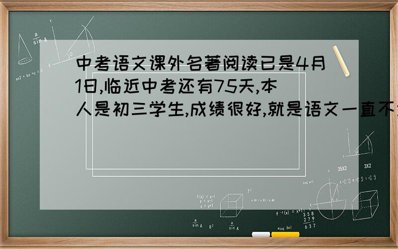 中考语文课外名著阅读已是4月1日,临近中考还有75天,本人是初三学生,成绩很好,就是语文一直不大理想,只是不拖我分就好,