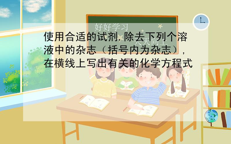 使用合适的试剂,除去下列个溶液中的杂志（括号内为杂志）,在横线上写出有关的化学方程式