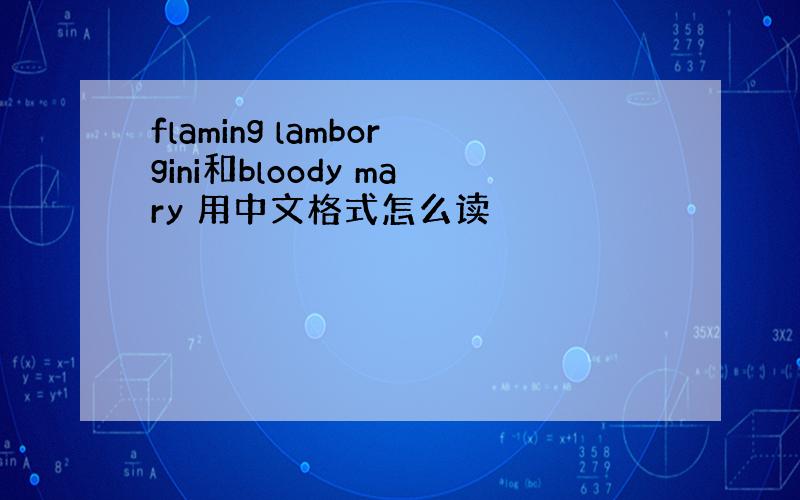 flaming lamborgini和bloody mary 用中文格式怎么读