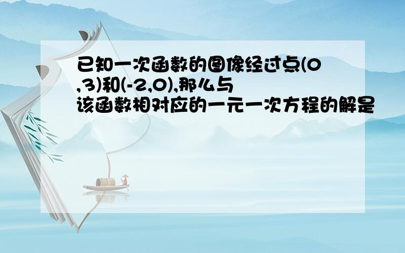 已知一次函数的图像经过点(0,3)和(-2,0),那么与该函数相对应的一元一次方程的解是