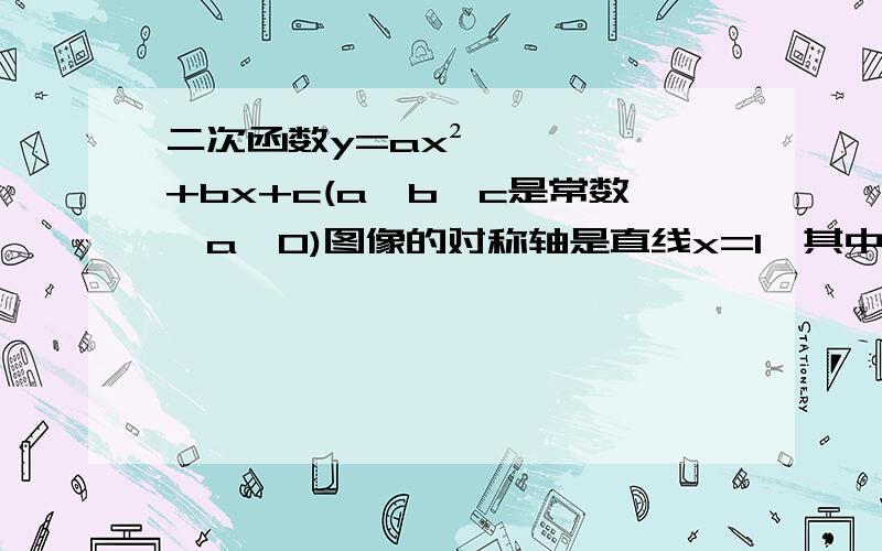 二次函数y=ax²+bx+c(a、b、c是常数,a≠0)图像的对称轴是直线x=1,其中图像的一部分如图所示