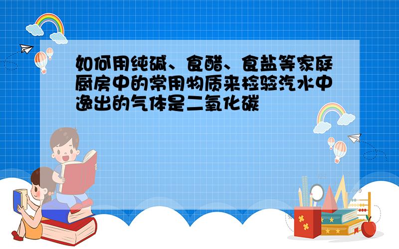 如何用纯碱、食醋、食盐等家庭厨房中的常用物质来检验汽水中逸出的气体是二氧化碳