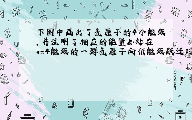 下图中画出了氢原子的4个能级,并注明了相应的能量E.处在n=4能级的一群氢原子向低能级跃迁时,能够发出若干种不同频率的光