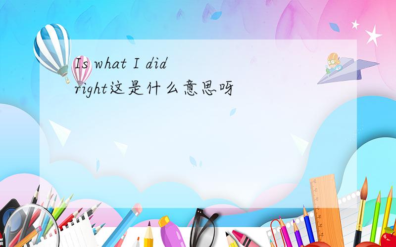 Is what I did right这是什么意思呀