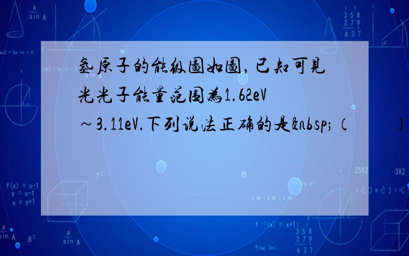 氢原子的能级图如图，已知可见光光子能量范围为1.62eV～3.11eV．下列说法正确的是 （　　）