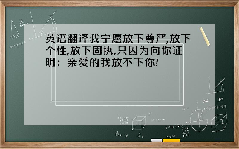 英语翻译我宁愿放下尊严,放下个性,放下固执,只因为向你证明：亲爱的我放不下你!