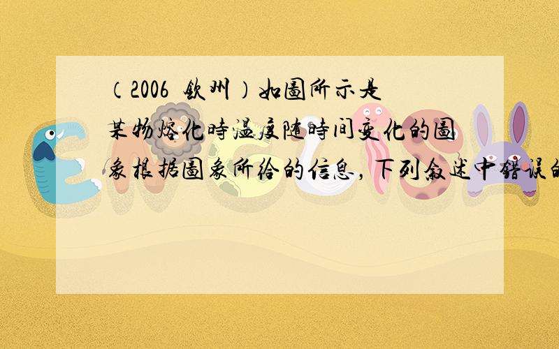 （2006•钦州）如图所示是某物熔化时温度随时间变化的图象根据图象所给的信息，下列叙述中错误的是（　　）