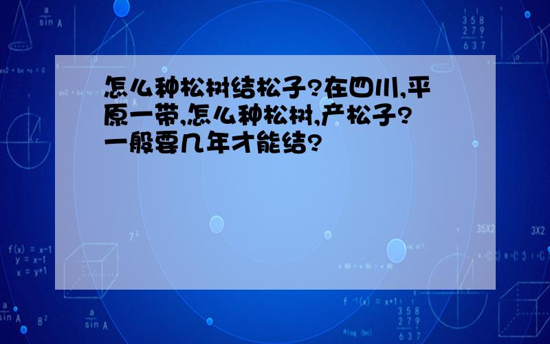 怎么种松树结松子?在四川,平原一带,怎么种松树,产松子?一般要几年才能结?