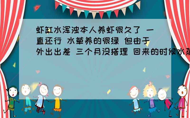 虾缸水浑浊本人养虾很久了 一直还行 水草养的很绿 但由于外出出差 三个月没搭理 回来的时候水蒸发掉了 三分之二 水草以前