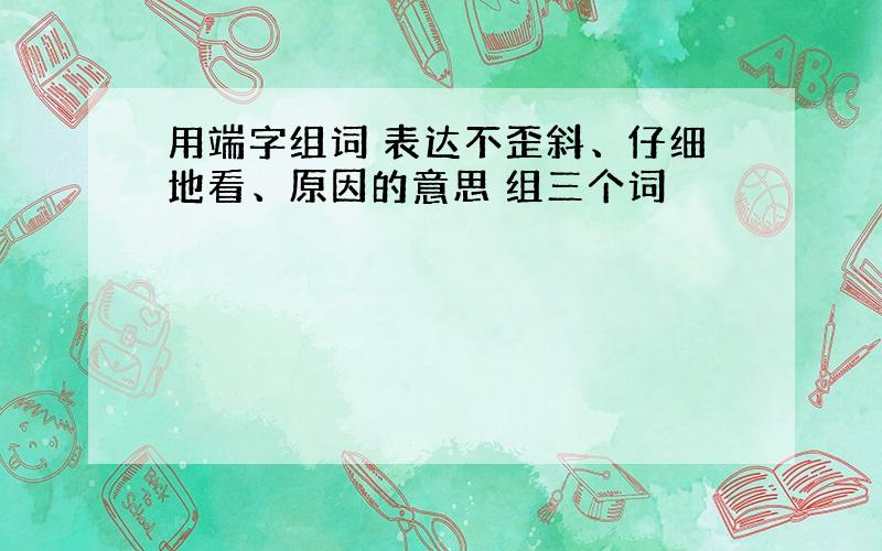 用端字组词 表达不歪斜、仔细地看、原因的意思 组三个词